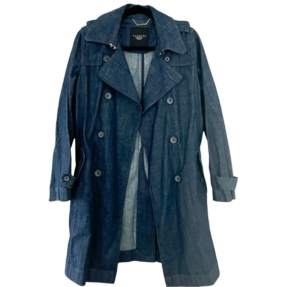 Talbots Jackets & Blazers - TALBOTS Denim Waist Tie Trench Coat Sz 4P